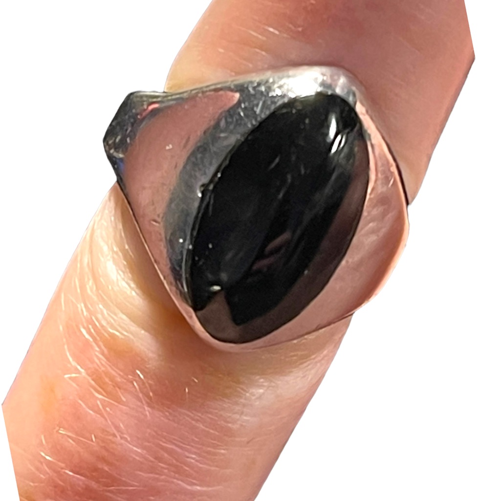 Vintage Taxco Mexico Tc-207 Sterling Silver 925 Black Onyx Lg Heavy Ring